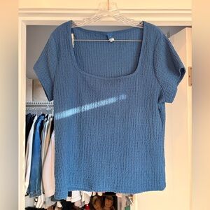 Old Navy Short Sleeve Textured Top - Deep Blue